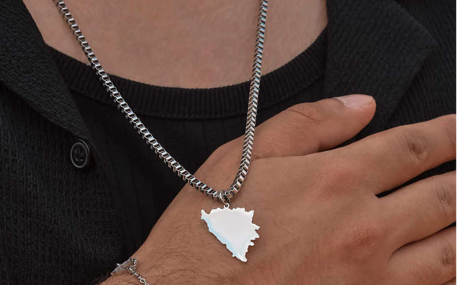 Halsband med Bosnien-karta | Herr
